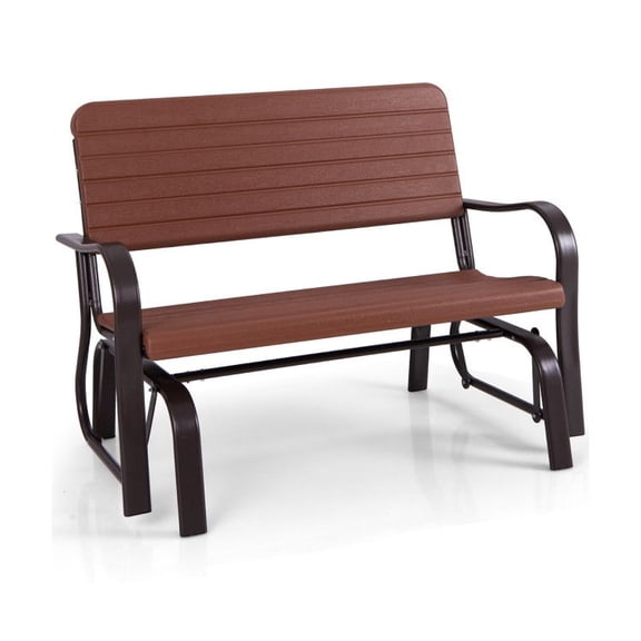 Chateauy 2-Person Porch Glider Bench, All-Weather HDPE Seat & Back, Rust-Resistant Steel Frame, Smooth Gliding for Patio or Deck