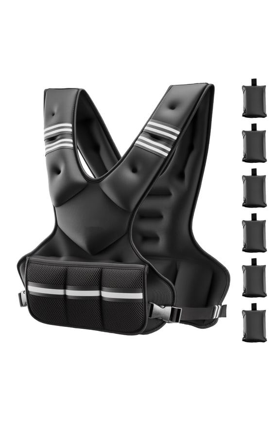20-32 LBS X-Shape Comfort Adjustable Weighted Vest with 6 Weight Packs & Reflective Stripe, Fitness Training Jacket for Running Strength Workout