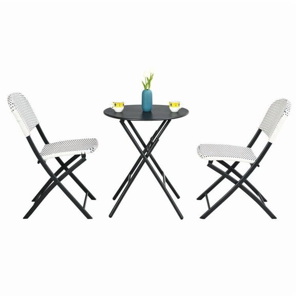 Chateauy 3 Pieces Wicker Patio Dining Furniture Set, Round Table & 2 Chairs for Backyard Lawn Outdoor Use