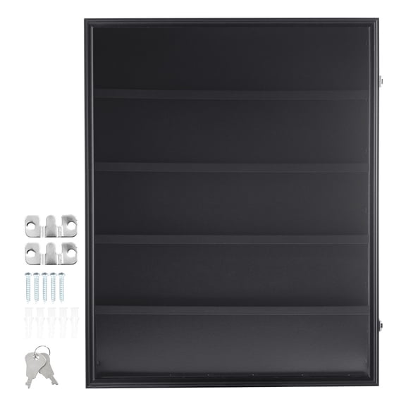 Chateauy 35 Graded Sports Card Lockable Display Case, 24.3x30.5x2.1 Inch, 98% UV Protection Clear PC Glass Wall Mount Cabinet for Baseball Football Basketball Hockey Trading Cards