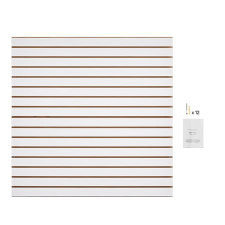 Chateauy 4×4FT White MDF Slat Wall Panel, Modular Adjustable Coupling Slatwall, DIY Cuttable Easy Install Wall Board for Garage Storage Display