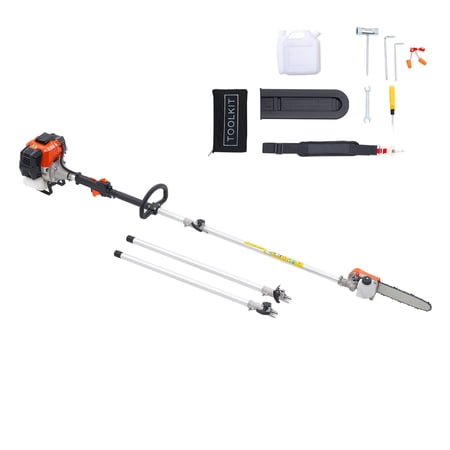 Chateauy 43CC 2 Stroke Gas Powered Pole Saws 10 in Cutting Bar Cordless Tree Trimmer Rotatable Head 6.9 to 11.8 ft Extendable Pruning Chainsaw