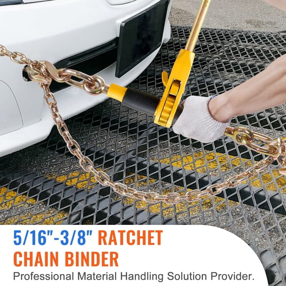 Chateauy 5/16"-3/8" Ratchet Chain Binders 4 Pcs, 7100 LBS Load Limit with G80 Chains, Anti-Slip Labor-Saving Handle for Flatbed Truck Cargo Tie Down