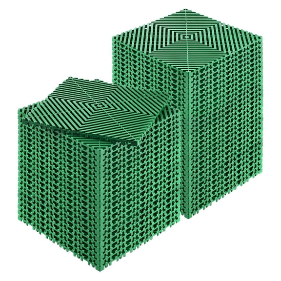 Chateauy 50 Pack 12"x12" Interlocking Drainage Mats, Non-Slip Green PP Splicing Floor Tiles for Garage, Garden, Kitchen & Outdoor