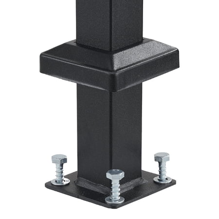 Chateauy Black Square Tube Carbon Steel 5-Step Outdoor Handrail Kit, Transitional Safety Railing for Seniors Porch Deck Concrete Wooden Steps