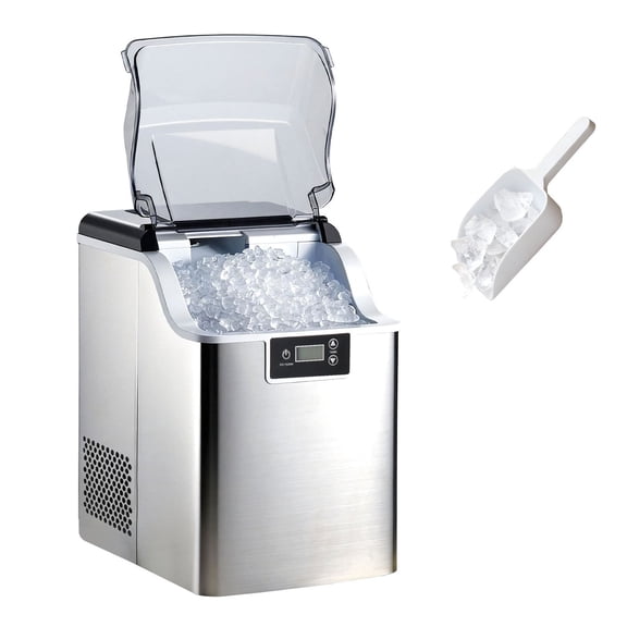 Chateauy Countertop Nugget Ice Maker, 44 Lbs Daily Chewable Pebble Ice, Self-Cleaning Machine with 4Lbs Ice Storage Basket for Home Bar