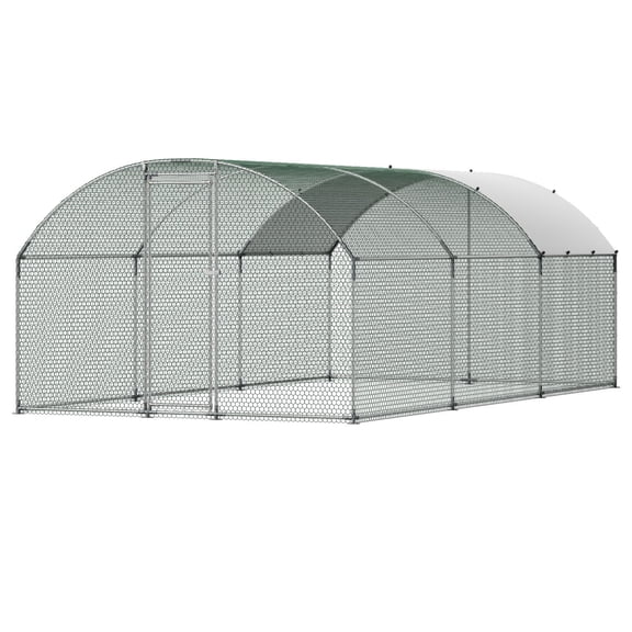 Chateauy Large Walk-In Metal Chicken Coop Run 9.819.76.6ft, Dome Roof Waterproof Cover Lockable Enclosure, Outdoor Poultry Cage for Duck Rabbit Backyard Farm
