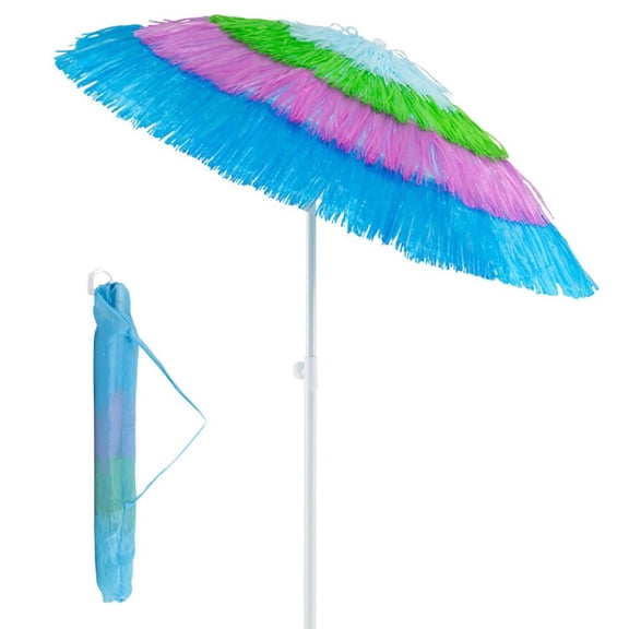 Chateauy Push Button Tilt 6 FT Thatch Look Beach Umbrella with Travel Carry Bag Ideal for Patio, Tiki Bar, or Summer Parties
