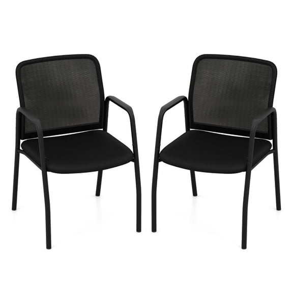 Chateauy Set of 2 Executive Guest Waiting Room Chairs, High Back Ergonomic Mesh Computer Desk Chairs with Padded Armrests, Heavy Duty Metal Frame for Office Reception