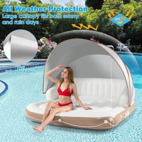 Chateauy Summer Inflatable Swimming Raft Lounge Float, Comfort Water Floating Chair for Outdoor Pool and Beach Relaxation
