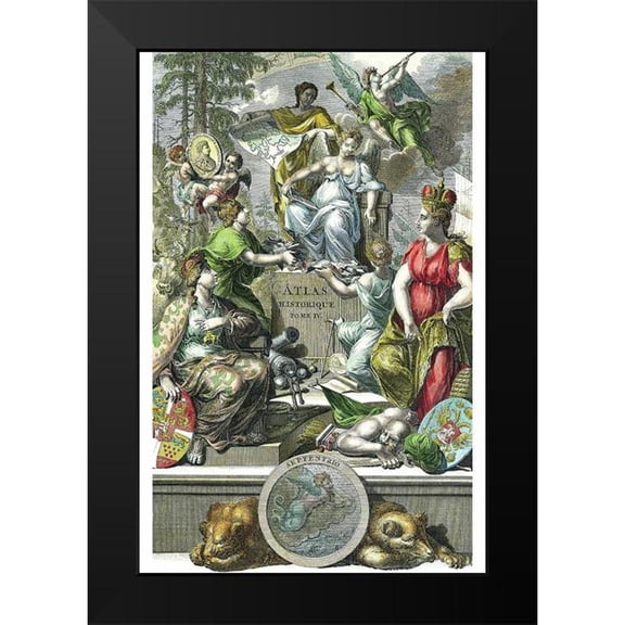 Chatelain, Henri 11x14 Black Modern Framed Museum Art Print Titled - Historical Atlas Title Page