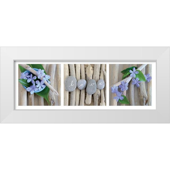 Chatelain, Sonia 14x7 White Modern Wood Framed Museum Art Print Titled - Composition Wood and Love