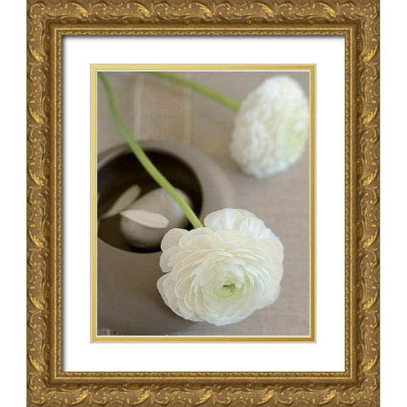Chatelain, Sonia 15x18 Gold Ornate Wood Framed with Double Matting Museum Art Print Titled - Renoncules sur bol