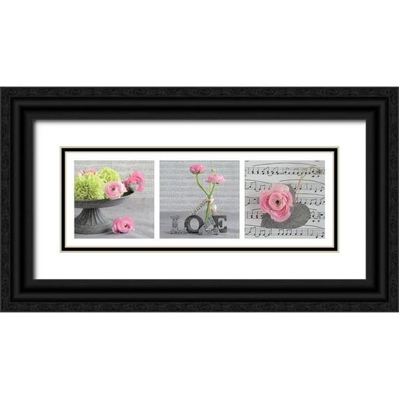 Chatelain, Sonia 24x11 Black Ornate Wood Framed with Double Matting Museum Art Print Titled - Composition florale