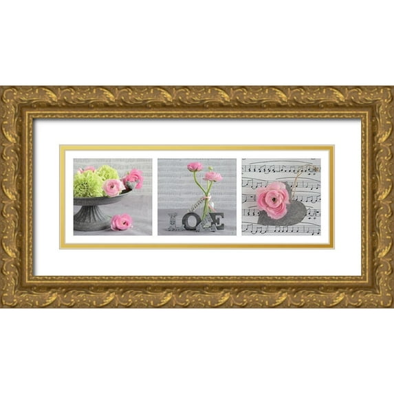 Chatelain, Sonia 32x14 Gold Ornate Wood Framed with Double Matting Museum Art Print Titled - Composition florale