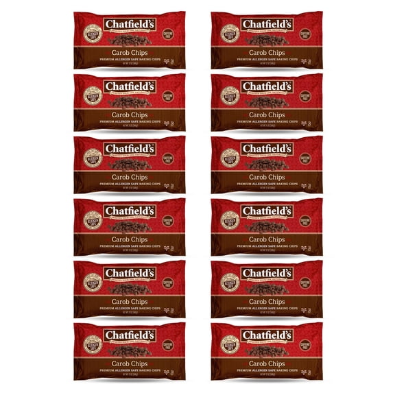 Chatfield's Carob Chips Unsweetened GGA1 - Allergen-Free Substitue For Chocolate Chips (Pack of 12)