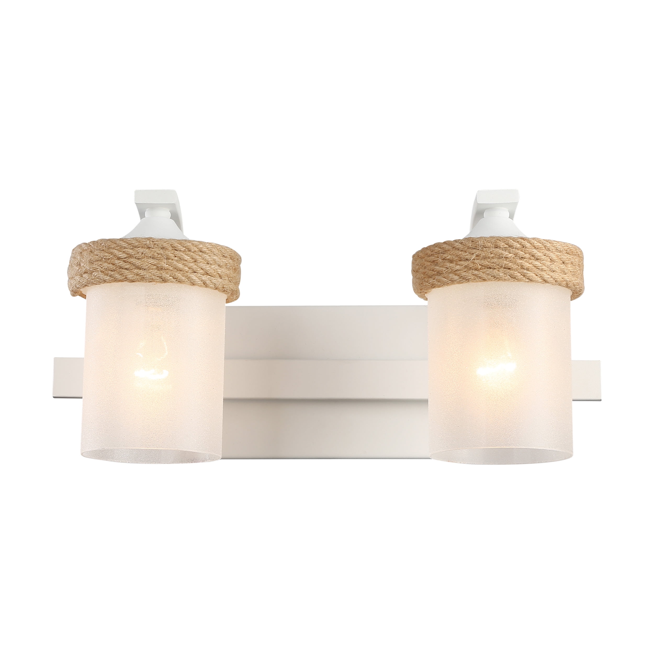 Natural White Coastal Vanity Light with Frosted Glass Shades