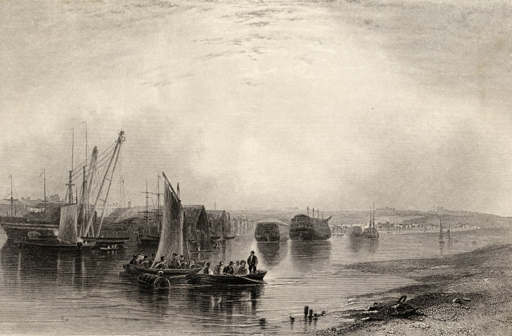 Chatham Kent England Drawn By H Warren Engraved By E Finden Canvas Art - Ken Welsh Design Pics (36 x 24)