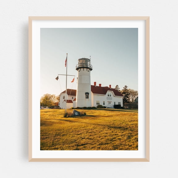 Chatham Lighthouse, Cape Cod 01 - Massachusetts Photography Oak Framed Wall Art Print 24 x 30 inches