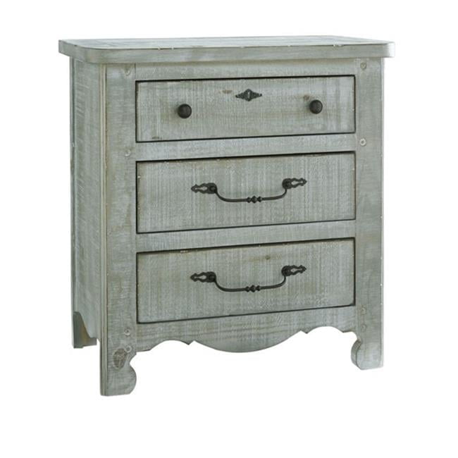 Traditional Gray 3-Drawer Nightstand in Rough Sawn Pine