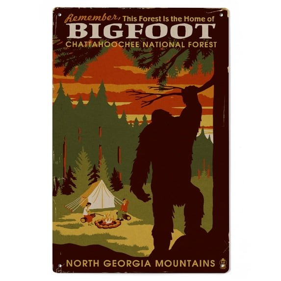 Chattahoochee National Forest, Georgia, Home of Bigfoot Birch Wood Wall Sign (6x9 Rustic Home Decor, Ready to Hang Art)