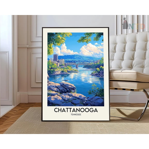 Chattanooga Tennessee USA Travel Poster Wall Art, Unframed Paper Poster 8x10in