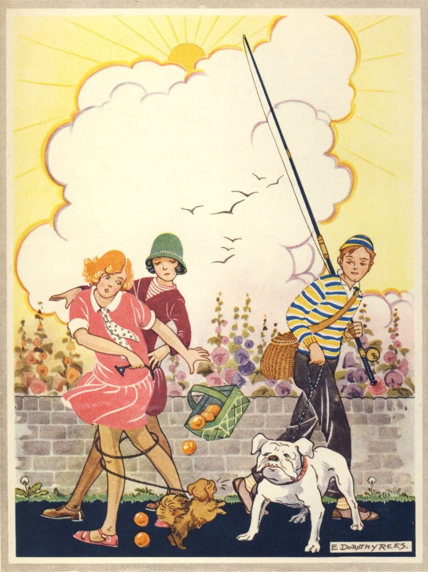 Chatterbox 1928 Dogs confront Canvas Art - E Dorothy Rees (24 x 36)