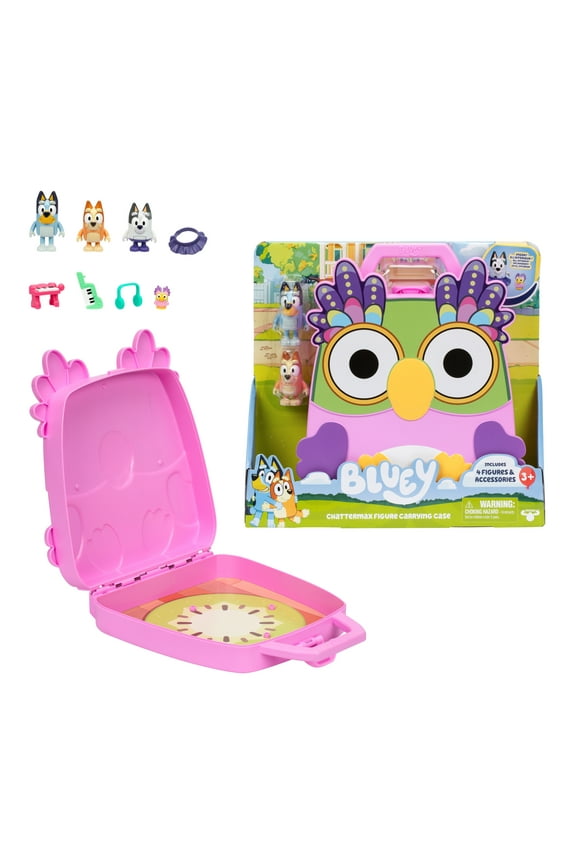 Chattermax Figure Case, Includes Bluey, Bingo, Muffin and Chattermax, Toys for Kids 3-6 Years