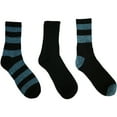 thumbnail image 1 of Chatties Women's Striped Crew Socks 3 Pair - Black & Blue (Sock Size: 9-11), 1 of 1
