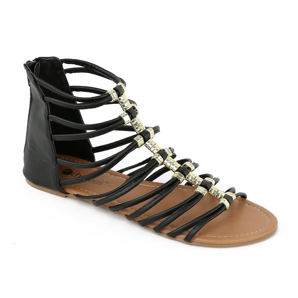 Black and gold gladiator sandals discount