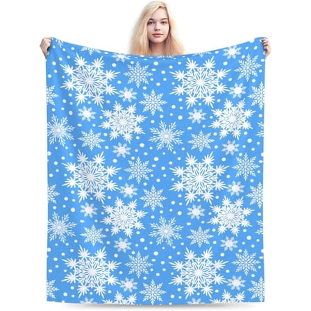 ChaudHugg Winter Snowflakes Black Throw Blanket Ultra Soft Warm All Season Christmas Decorative Fleece Blankets for Bed Chair Car Sofa Couch Bedroom 80"X60"