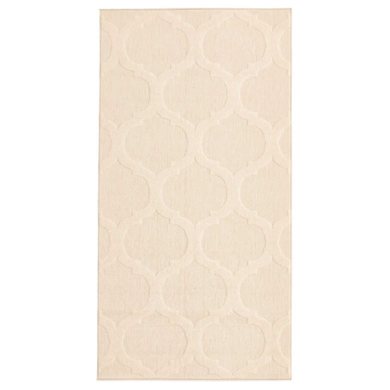 Ivory Trellis Rectangular Synthetic Outdoor Rug 2.5' x 5'