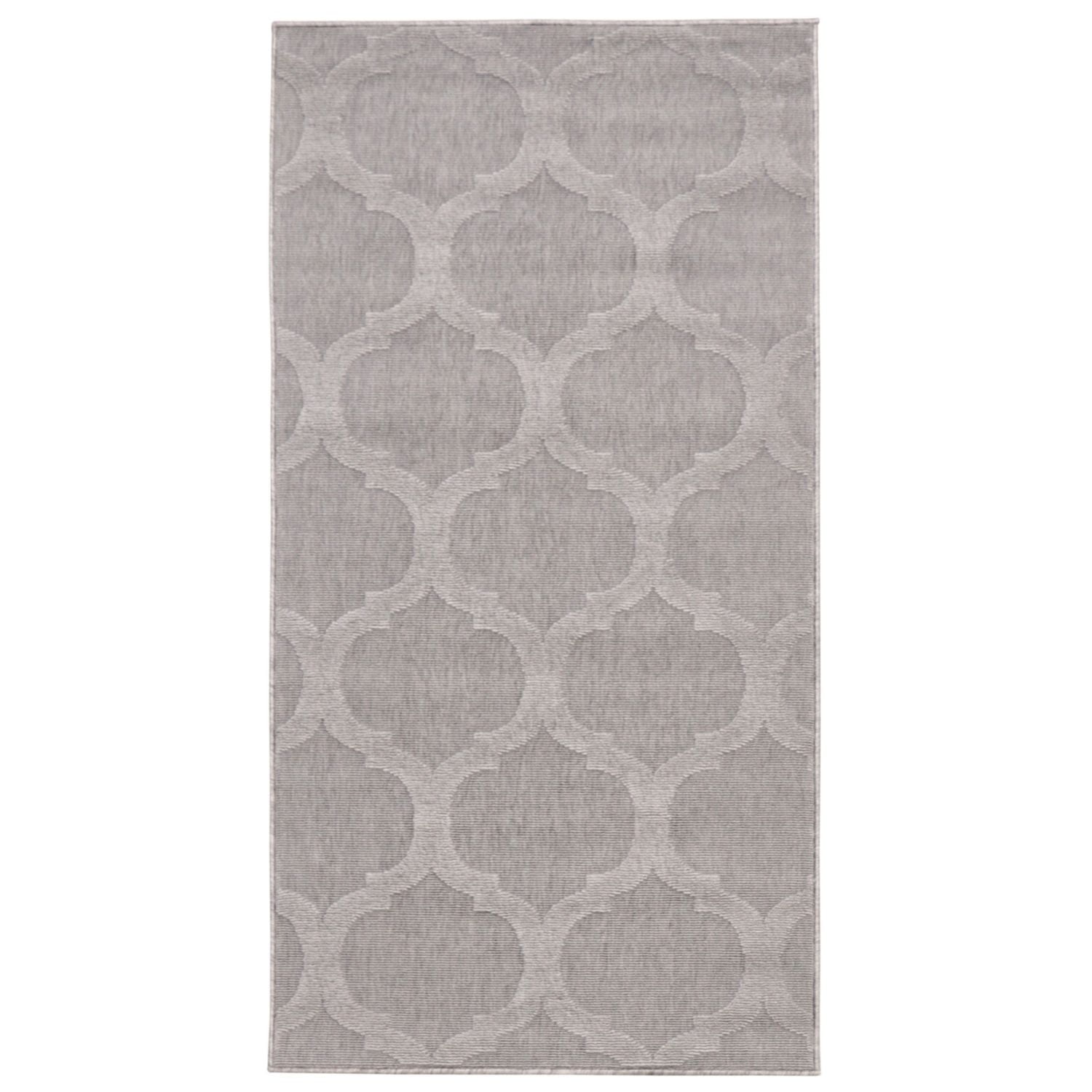 Gray Moroccan Trellis Rectangular Outdoor Rug 2.5' x 5'