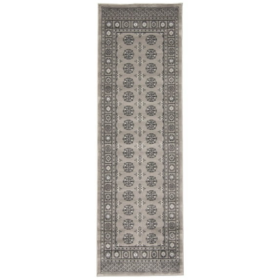 Chaudhary Living 2.5' x 8' Geometric Rug Runner - Gray and Black