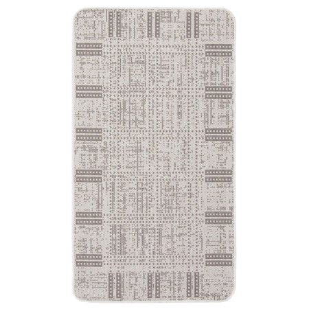 Chaudhary Living 2' x 4' Gray and Black Bordered Rectangular Outdoor Area Throw Rug