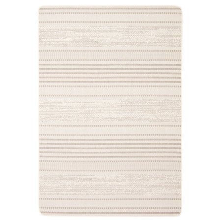 Chaudhary Living 4.25' x 6.5' Off White and Taupe Striped Rectangular Outdoor Area Throw Rug