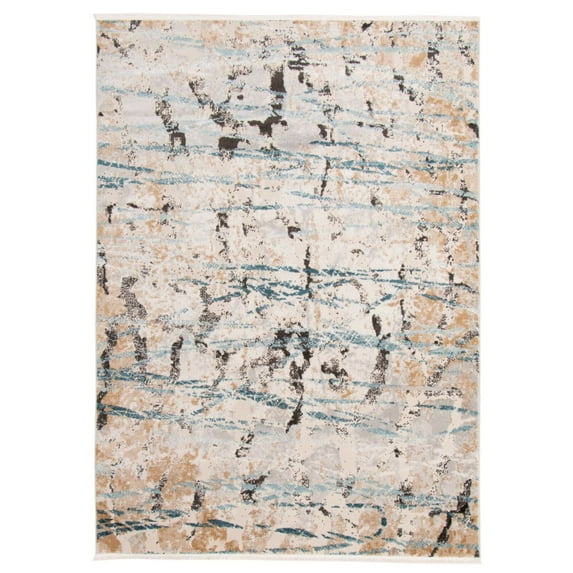 Chaudhary Living 4' x 6' Abstract "Splash" Rectangular Area Throw Rug - Taupe and Gray