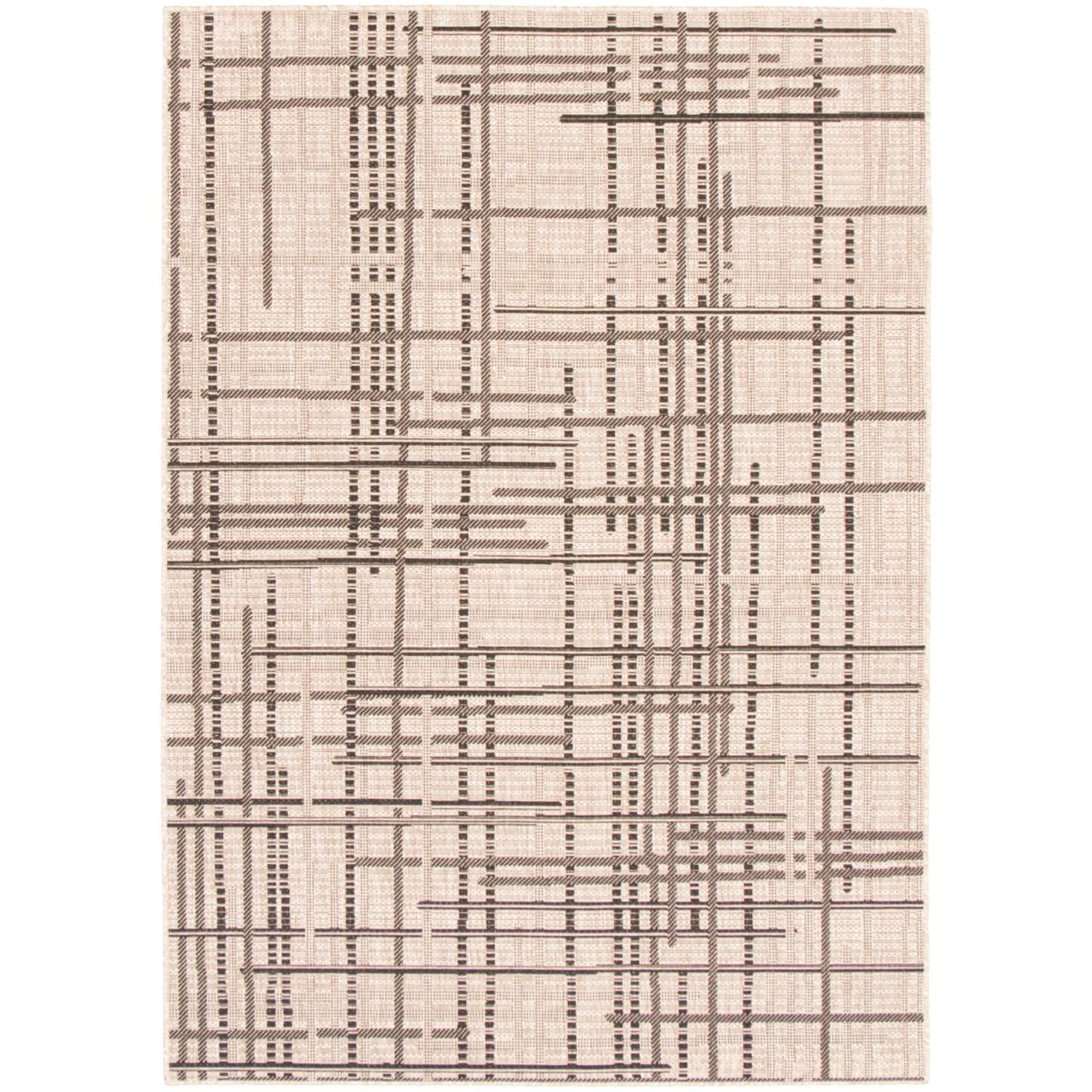 Chaudhary Living 7.75' x 10' Abstract Indoor Outdoor Area Throw Rug - Silver and Black