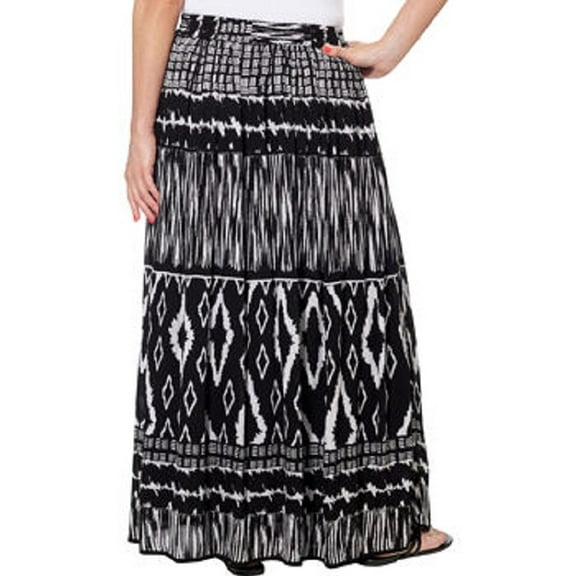 Chaudry KC Ladies Pull-on Peasant Gypsy Lined Skirt Small Black/White