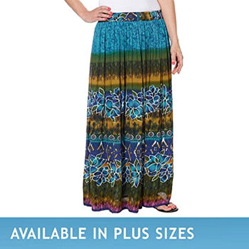 Chaudry Ladies' Pull-on Skirt-Blue Floral, Large