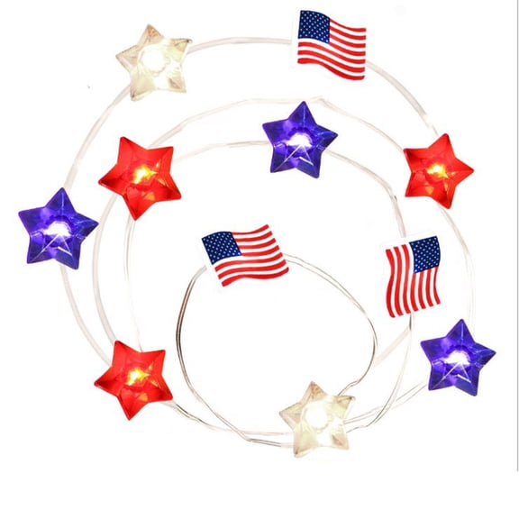 Chaungfeng 4th of July Star String Lights Battery Operated - 118" Red White Blue Star String Lights, Waterproof for Indoor Bedroom Tent Loft Bed Patio Party Wedding Ramadan Decorations