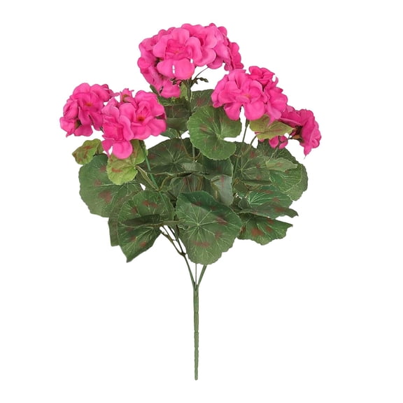 Chaungfeng Artificial 14" Hot Pink Geranium Bush. This Geranium Bush is Made from Plastic, it Features Realistic Blossoms and Green Foliage. Recommended for Indoor Use