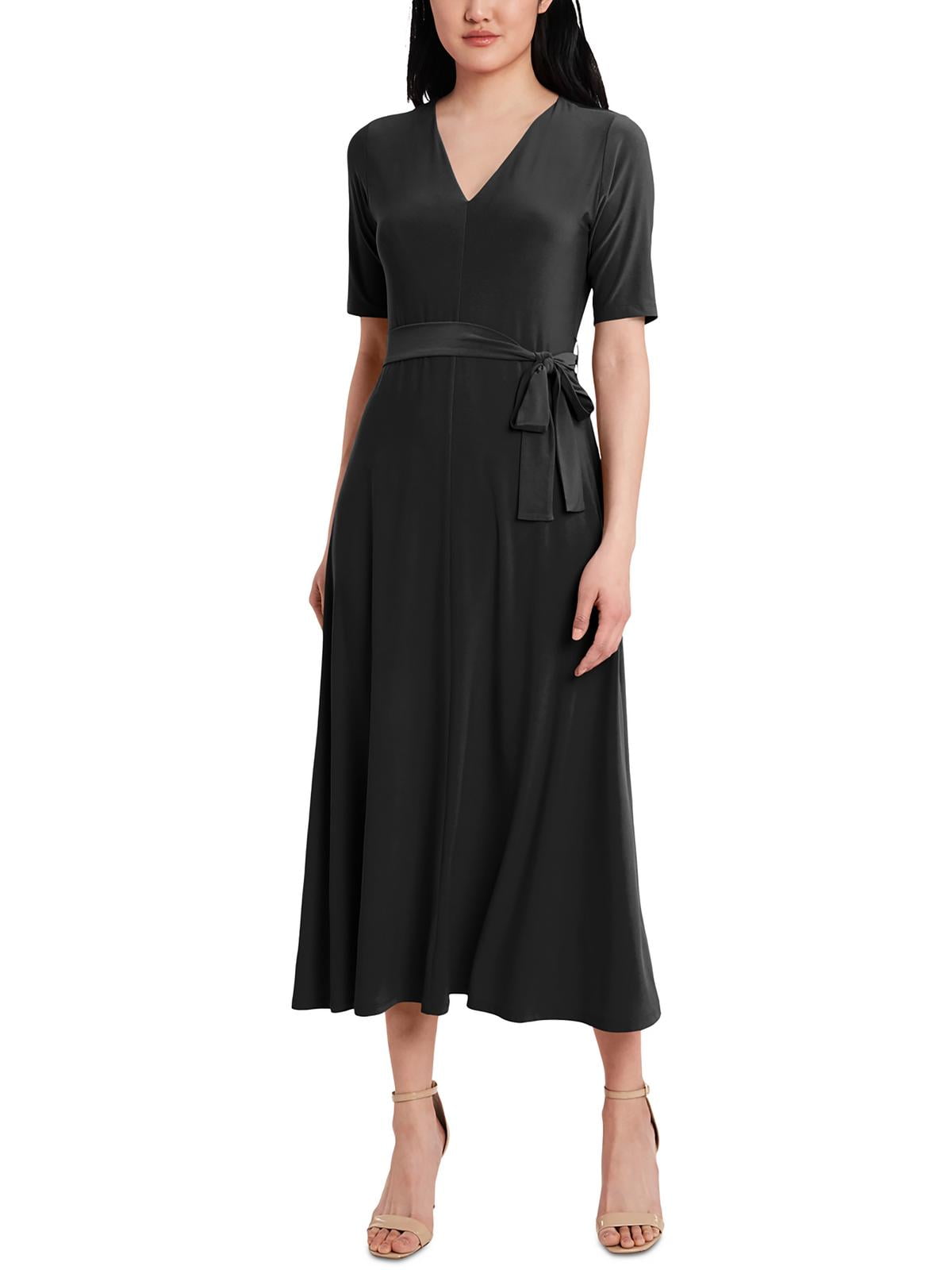 Eeva - Casual Midi Dress with V-Neck and Pockets