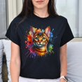 Chausie Cat Color Splash Unisex Black Navy Dark Heather T-Shirt ...