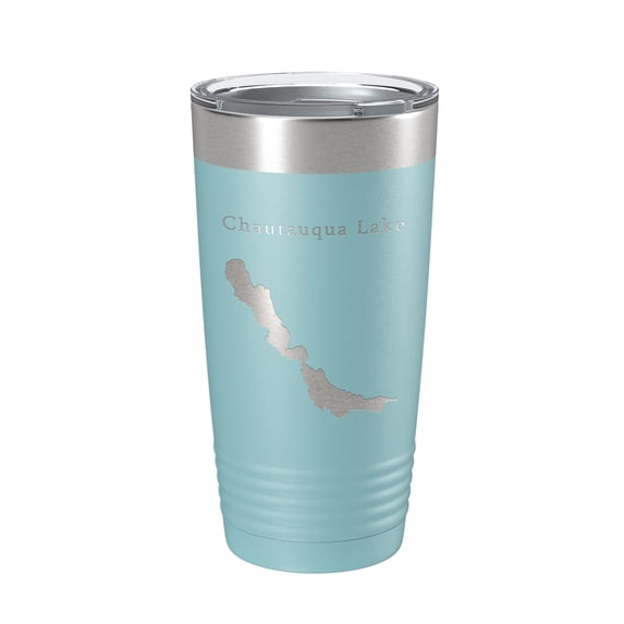 Chautauqua Lake Map Tumbler Travel Mug Insulated Laser Engraved Coffee Cup New York 20 oz Light Blue