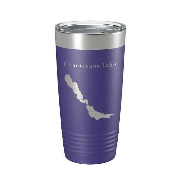 Chautauqua Lake Map Tumbler Travel Mug Insulated Laser Engraved Coffee Cup New York 20 oz Purple