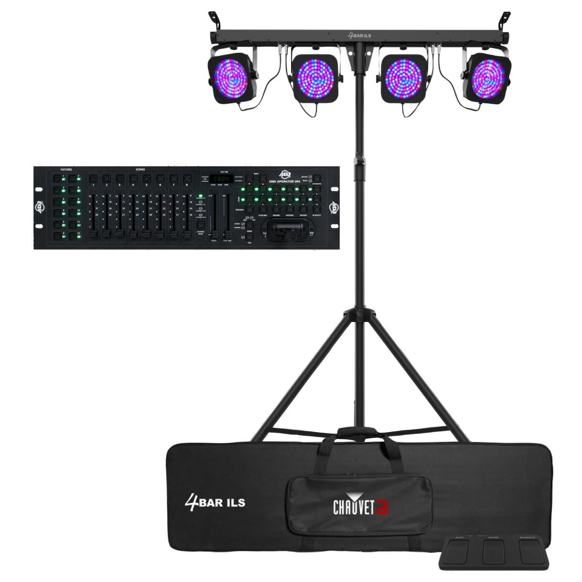 Chauvet 4BAR ILS Complete Wash Lighting Solution & ADJ DMX Operator 384