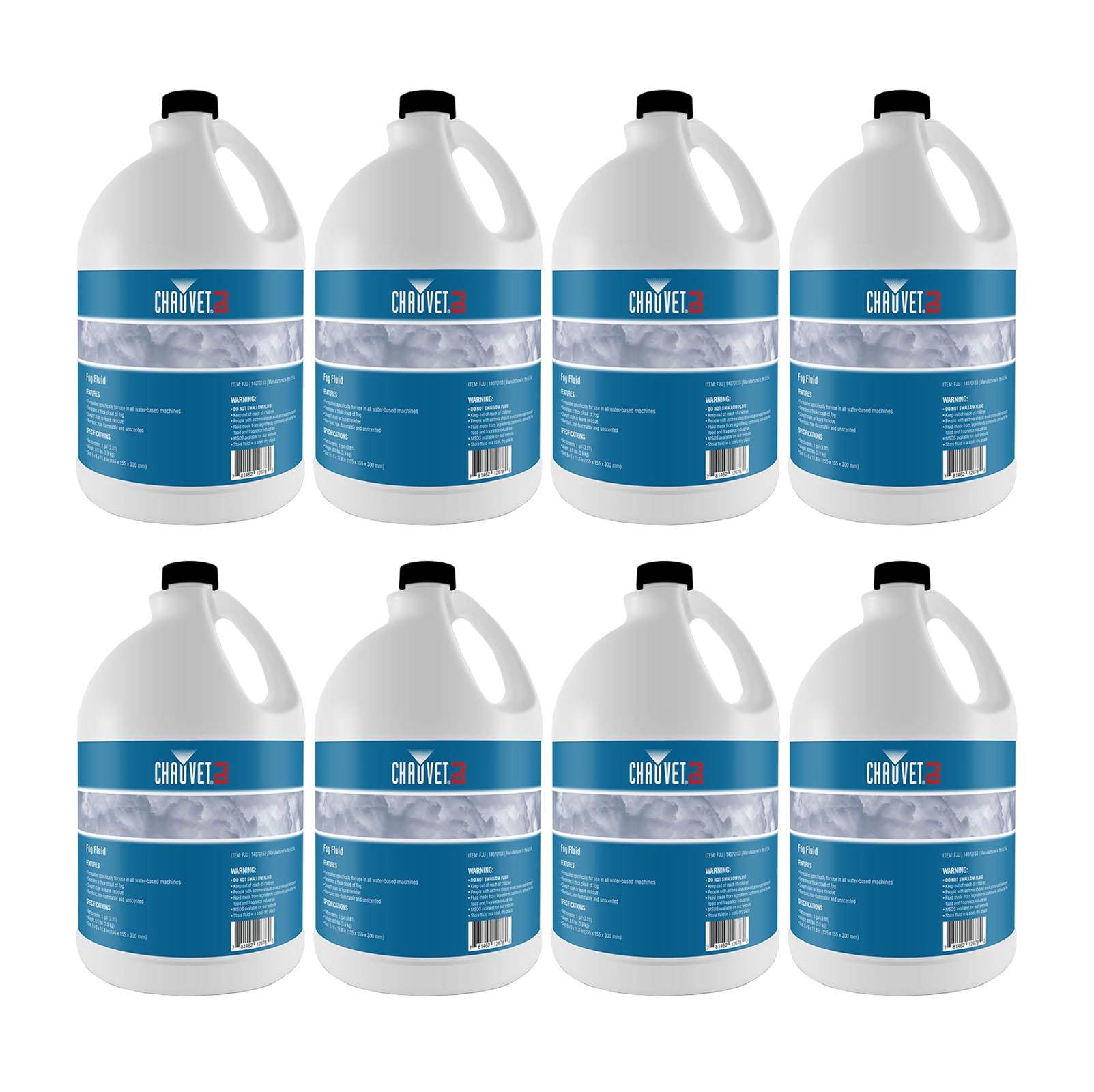 Chauvet DJ 1 Gallon of Fog Smoke Juice Fluid for Fog Machines (8 Pack) | 8 x FJU