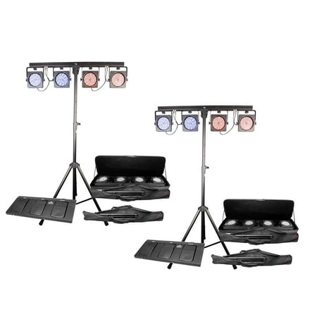 Chauvet DJ 4BAR USB DMX LED Wash Light Systems w/Tripod, Bags & Footswitch, 2 Pk