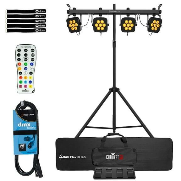Chauvet DJ 4Bar Flex Q ILS All-in-One Lighting System with Adjustable Lighting Tripod Stand Package